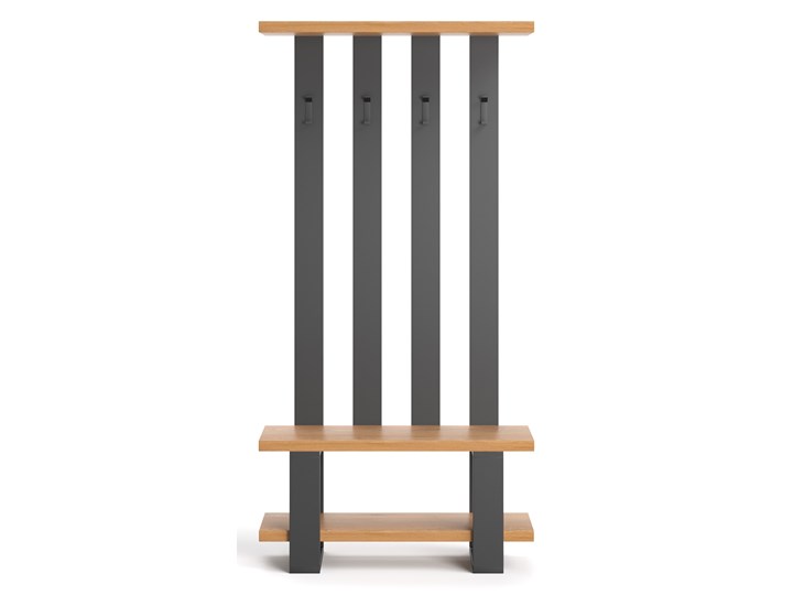 Wieszak industrialny Mount z litego drewna Dąb 90 cm Drewno Metal Typ Stojaki Kolor Brązowy