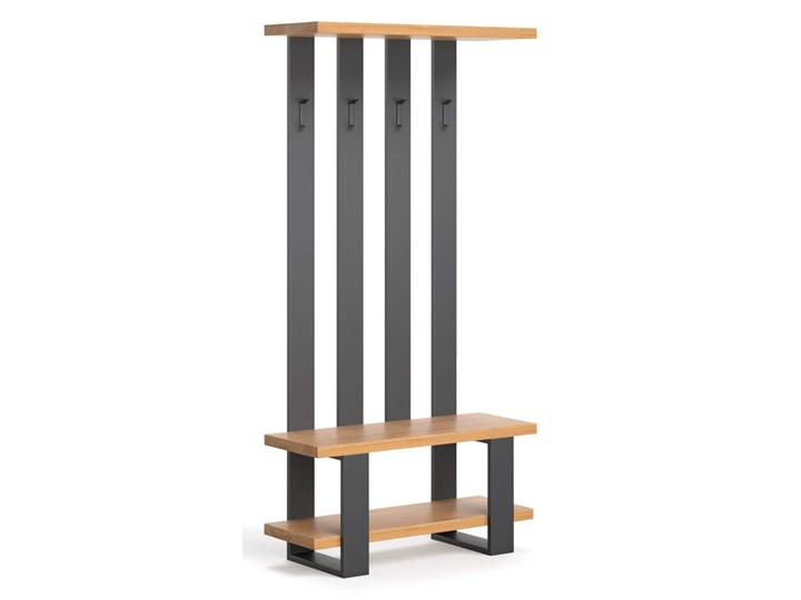 Wieszak industrialny Mount z litego drewna Dąb 90 cm Drewno Metal Kategoria Wieszaki na odzież wierzchnią