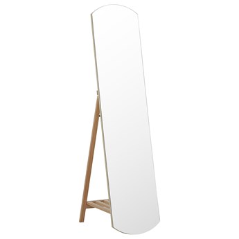 Beliani Lustro podłogowe jasne drewno szkło MDF 35 x 150 cm z półką stojakiem nowoczesne stojące do salon sypialni garderoby