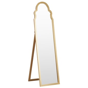 Beliani Lustro podłogowe złote MDF szkło 40 x 150 cm ozdobna rama ze stojakiem nowoczesne stojące do salon sypialni garderoby