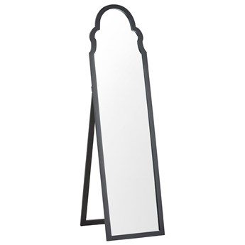Beliani Lustro podłogowe czarne MDF szkło 40 x 150 cm ozdobna rama ze stojakiem nowoczesne stojące do salon sypialni garderoby