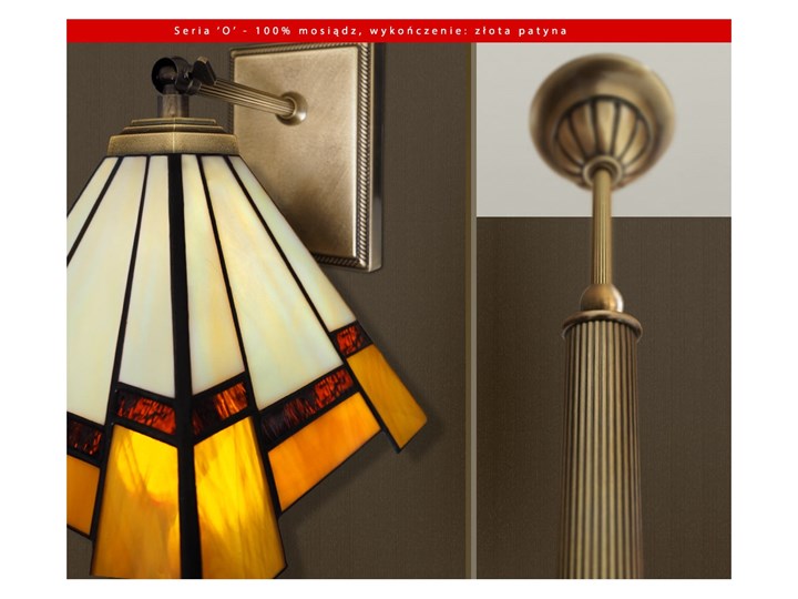 Mosiężna lampa witrażowa O-S1AD Mosiądz Kolor Złoty Kategoria Lampy wiszące