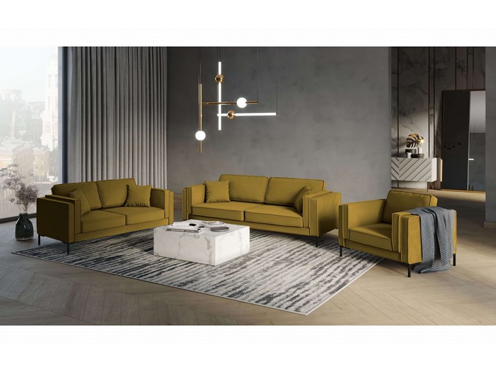 Sofa 4-osobowa Luis strukturalna żółta na czarnych nóżkach Głębokość 92 cm Materiał obicia Tkanina Szerokość 230 cm Głębokość 40 cm Typ Gładkie