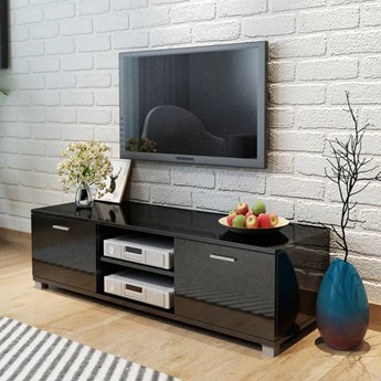 vidaXL Szafka pod TV na wysoki połysk, czarna, 140x40,3x34,7 cm