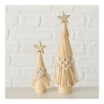 Zestaw 2 dekoracji świątecznych z litego drewna sosnowego Boltze Bohio