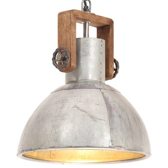 vidaXL Industrialna lampa wisząca, 25 W, srebrna, okrągła, 30 cm, E27