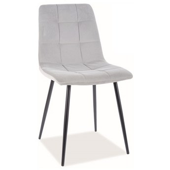 Szare krzesło tapicerowane MILA MATT VELVET 85 na czarnych metalowych nogach