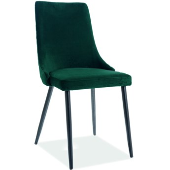 Krzesło PIANO B MATT VELVET 75 zielone z pikowanym oparciem, czarne metalowe nogi