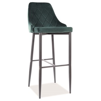 Hoker krzesło barowe zielone welur TRIX B H-1 VELVET BLUVEL 78 na czarnych nogach