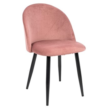 Krzesło różowe welur NICOLE na czarnych nogach