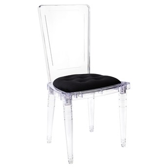 Krzesło przezroczyste CONTAR transparentne poliwęglan - czarna poduszka velvet