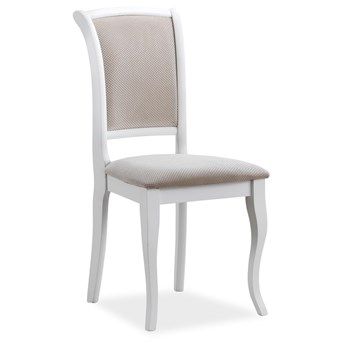 Krzesło MN-SC białe drewno, beżowa tapicerka TAP.132