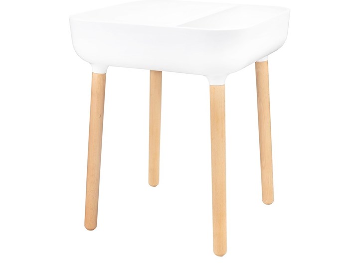 Stolik kawowy BOWER biały na drewnianych nogach Tworzywo sztuczne Drewno Kategoria Stoliki i ławy