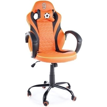 Pomarańczowy fotel obrotowy HOLLAND gamingowy, z ekoskóry