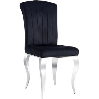 Krzesło tapicerowane PRINCE VELVET czarny welur, na chromowanych nogach