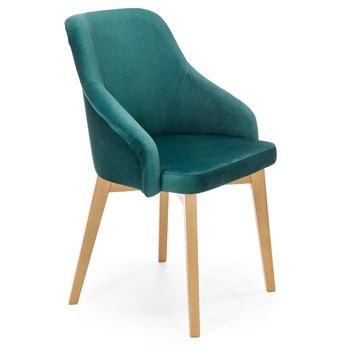 Krzesło tapicerowane TOLEDO 2 dąb miodowy / ciemny zielony welur