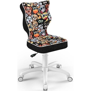 Krzesło młodzieżowe PETIT na białej podstawie, tapicerka we wzory
