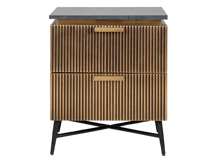 Szafka nocna RICHMOND IRONVILLE - marmur, metal, MDF, sklejka brzozowa Nocne Płyta MDF Płyta laminowana Styl Industrialny