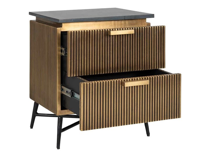Szafka nocna RICHMOND IRONVILLE - marmur, metal, MDF, sklejka brzozowa Płyta laminowana Nocne Styl Nowoczesny Płyta MDF Kategoria Szafki i regały