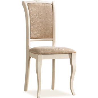 Białe krzesło OP-SC2, tapicerka ze wzorem w kolorze ecru TAP.08