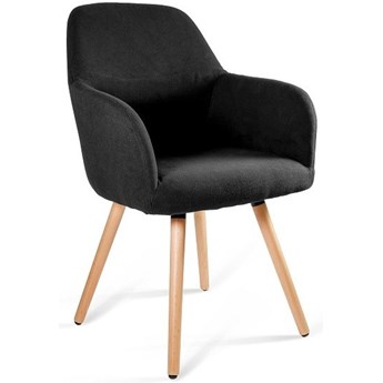 Krzesło tapicerowane czarne, stelaż bukowy Line