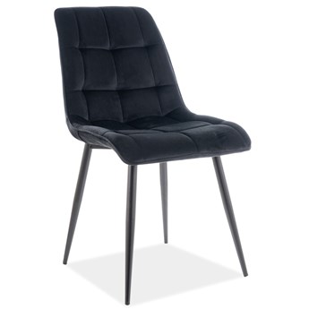 Krzesło tapicerowane CHIC VELVET czarna rama, czarny aksamit bluvel19