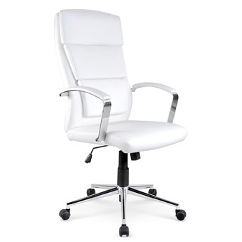 Krzesło biurowe obrotowe białe eko skóra AURELIUS na podstawie chrom
