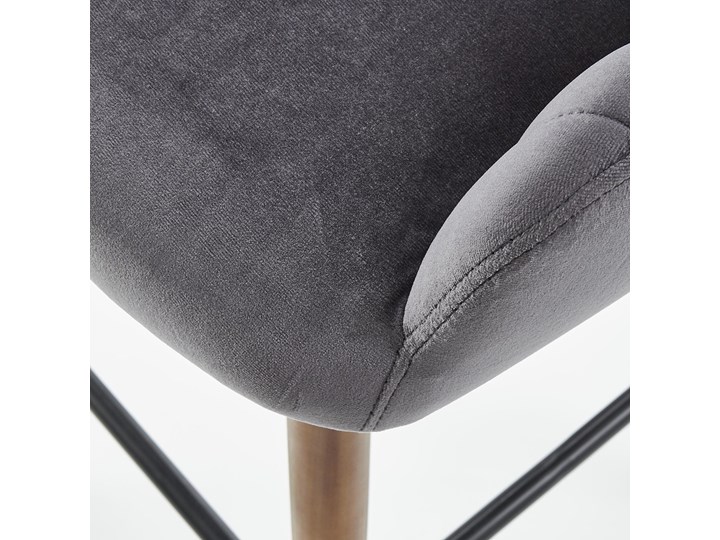 Hoker tapicerowany krzesło barowe H93 nogi drewniane - orzech, tapicerka - ciemny popiel Drewno Tkanina Styl Skandynawski