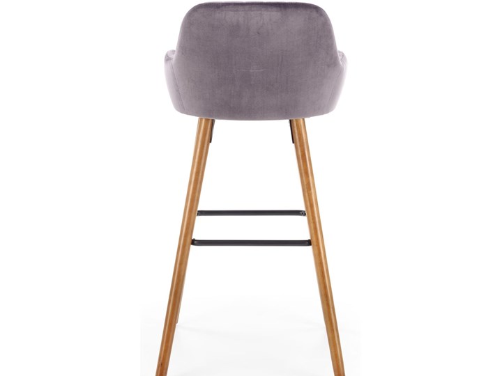 Hoker tapicerowany krzesło barowe H93 nogi drewniane - orzech, tapicerka - ciemny popiel Tkanina Styl Nowoczesny Drewno Rodzaj(n) Krzesła