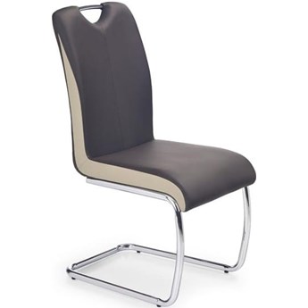 Krzesło tapicerowane brąz K184 na metalowej płozie