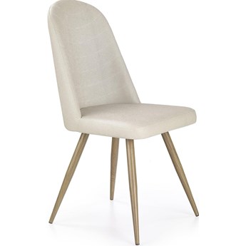 Krzesło tapicerowane eco skóra kremowy K214 nogi stal - dąb miodowy