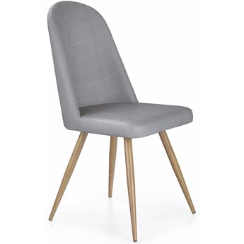 Krzesło tapicerowane eco skóra szary K214 nogi stal - dąb miodowy