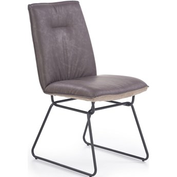 Krzesło tapicerowane ecoskóra/tkanina ciemny/jasny popiel K270 na czarnej płozie