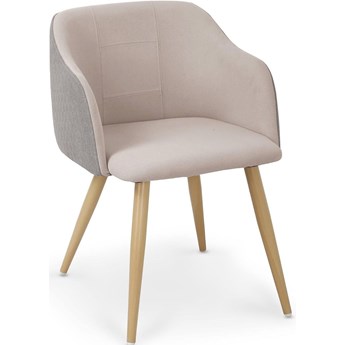 Krzesło tapicerowane z podłokietnikami jasny szary/beż K288 na metalowych nogach