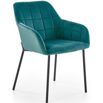 Krzesło tapicerowane ciemno zielone velvet K305 czarne nogi