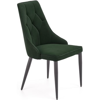 Krzesło tapicerowane pikowane ciemna zieleń velvet K365, czarne nogi
