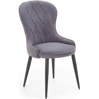 Krzesło tapicerowana szare welur K366, czarne nogi