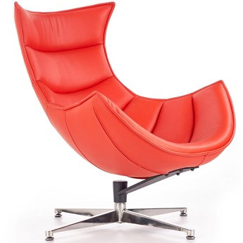 Fotel czerwony LUXOR, skóra naturalna kompozytowa, podstawa krzyżak
