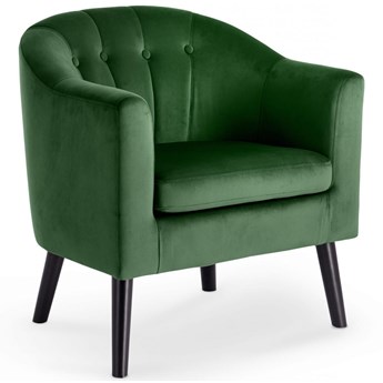 Fotel wypoczynkowy ciemna zieleń velvet MARSHAL czarne drewniane nogi