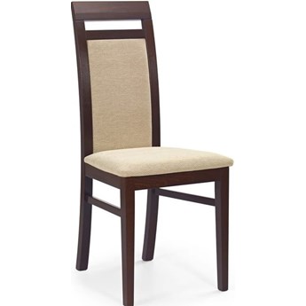 Krzesło drewniane buk kolor ciemny orzech, tapicerka Torent Beige ALBERT