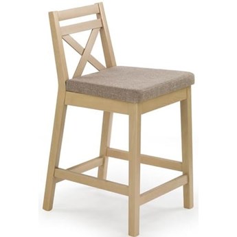 Hoker niski krzesło barowe drewniane BORYS LOW dąb sonoma