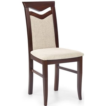 Krzesło drewniane buk kolor ciemny orzech , tapicerka VILA 2 CITRONE