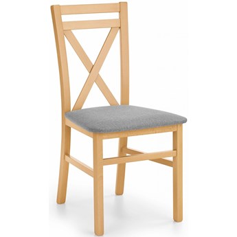 Krzesło drewniane kolor dąb miodowy lite drewno buk DARIUSZ miękkie siedzisko tapicerowane
