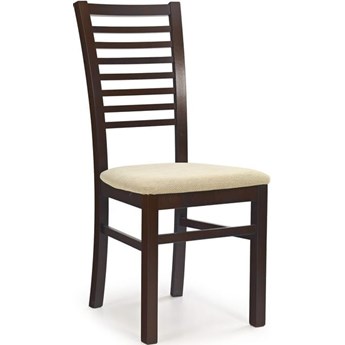 Krzesło drewniane lite drewno buk kolor ciemny orzech GERARD6 tapicerka Torent Beige
