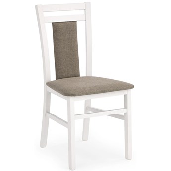 Krzesło białe drewniane buk, tapicerka brązowa HUBERT8