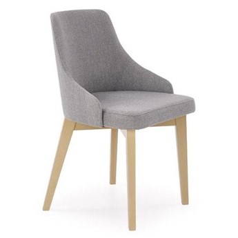 Krzesło tapicerowane szare TOLEDO na drewnianych nogach buk/dąb sonoma