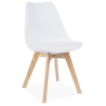 Krzesło do jadalni białe KRIS na drewnianych dębowych nogach