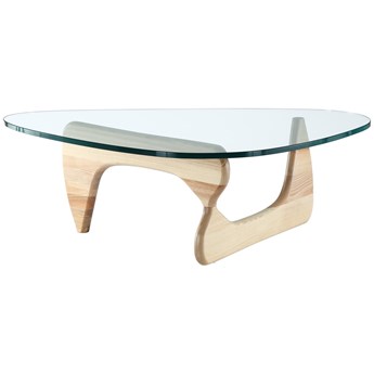 Stolik szklany STABLE - szkło transparentne, podstawa drewniana