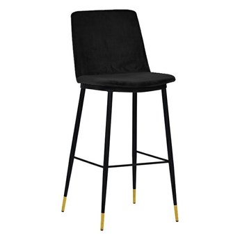 Hoker krzesło wysokie, czarny welur, DIEGO 65 ,podstawa czarno złota