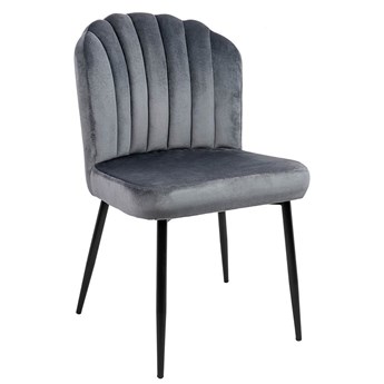 Krzesło tapicerowane szare welur RANGO na metalowych czarnych nogach
